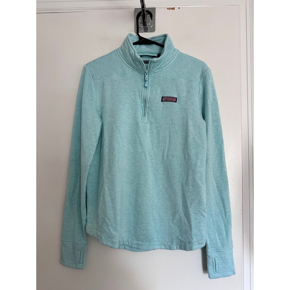 NWOT Vineyard Vines Preppy Quarter Zip Pullover Sz:S Blue Heathered Knit